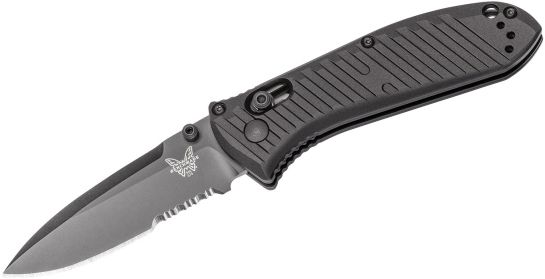 Benchmade 575SBK Mini Presidio II Folding Knife 3.2 S30V Black Combo Blade Milled Black Aluminum Handles Knife 1
