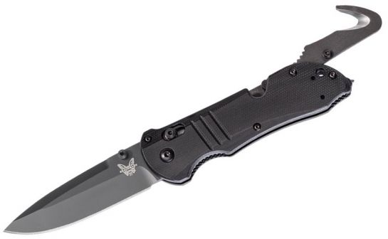 Benchmade 917BK Tactical Triage Rescue Folding Knife 3.48 S30V Black Plain Blade Black G10 Handles Safety Cutter Glass Breaker Knife