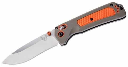 Benchmade Hunt 15061 Grizzly Ridge Folding Knife 3.5 S30V Satin Plain Blade Orange Grivory and Versaflex Handles Knife