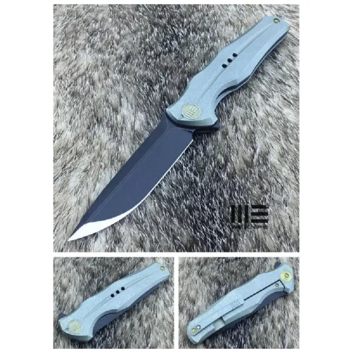 WE KNIFE GREEN HANDLE BLACK SATIN BLADE KNIFE -601C