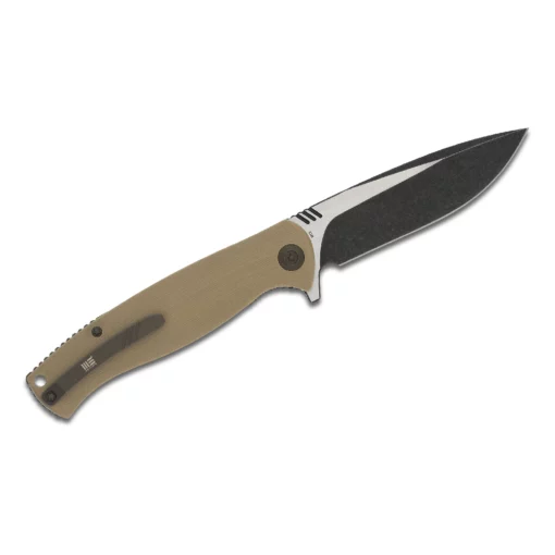 WE KNIFE TAN G10 HANDLE BLACK KNIFE- 703C
