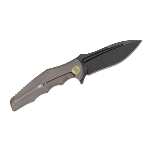 WE KNIFE GREY HANDLE DROP POINT BLACK STONEWASH BLADE- 608E
