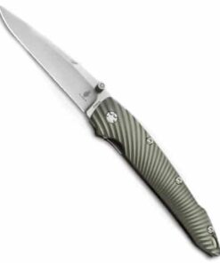 Kizer Cutlery Ki4419A3 Stonewashed Blade Green Aluminum Handles Folding Knife 2