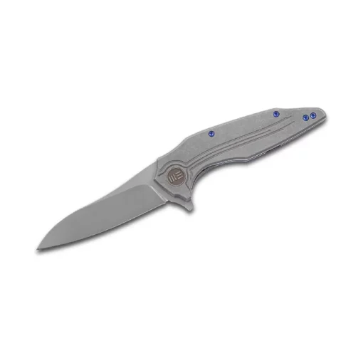 WE KNIFE BLUE TI PLAIN BLADE GRAY TITANIUM HANDLE KNIFE - 806C