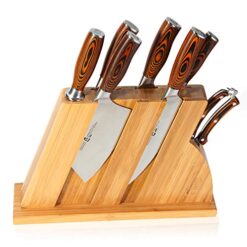 tuo cutlery knife set with wooden block honing steel and shears forged hc german steel x50crmov15 wi  51AmR gzbVL
