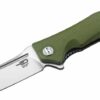 Bestech BG05B-1 D2 blade G10 handle satin stonewash finish green scimitar flipper knife