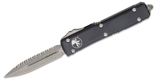 Microtech 122-12AP Ultratech Apocalyptic Plain/Serrated Double Edge Dagger Blade, Black