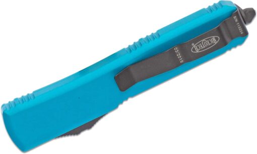 MICROTECH 123-1TQ ULTRATECH TANTO EDGE BLACK BLADE TURQUOISE HANDLE